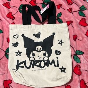 Hello kitty and friends tote bag! Kuromi! One size. Tote bag. Cream and black.